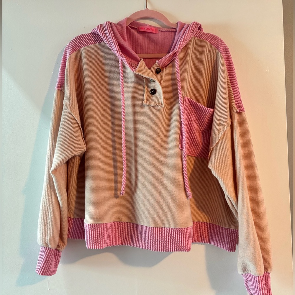 BUCKETLIST Pink and Tan Women's Sweatshirt